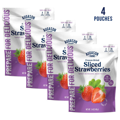Freeze Dried Sliced Strawberries Pouch, 4 Servings