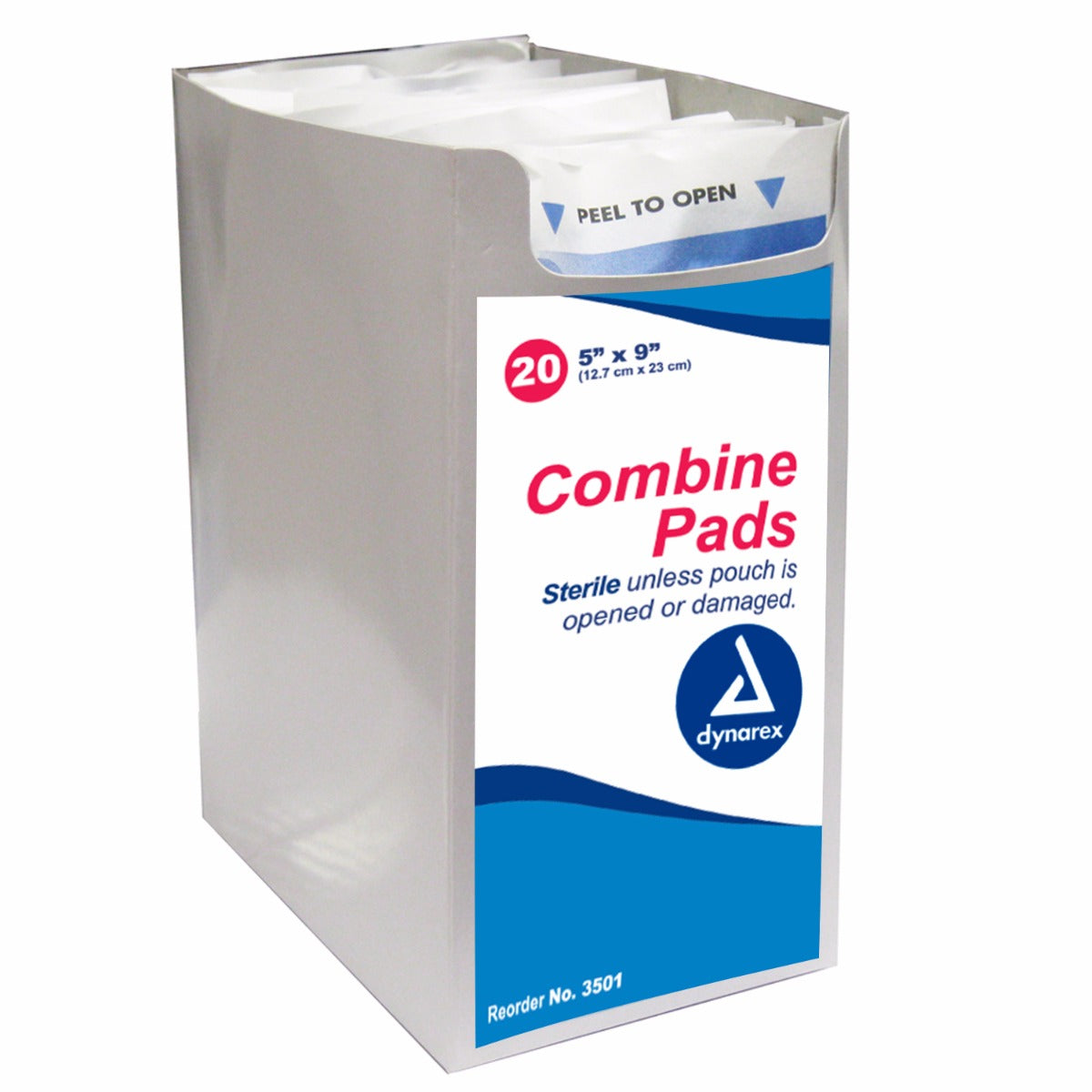 20 pack of Dynarex 3501 5" x 9" combine pads