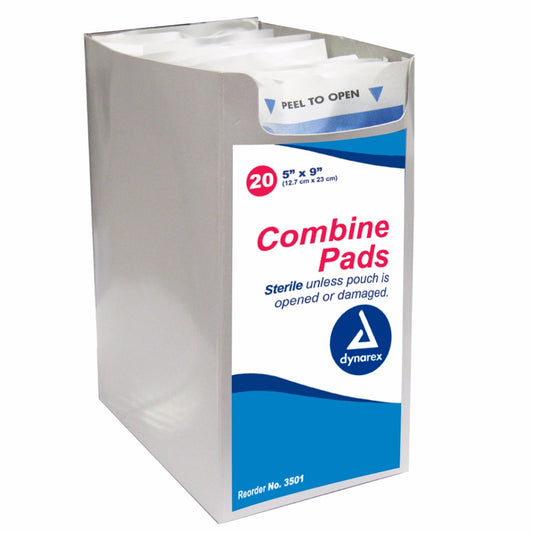 20 pack of Dynarex 3501 5" x 9" combine pads