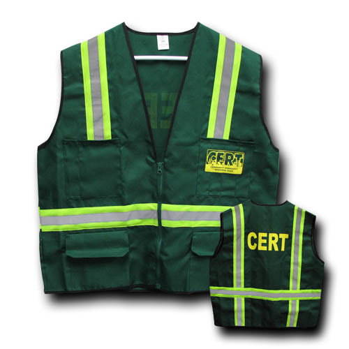 Deluxe green CERT Vest with reflective stripes