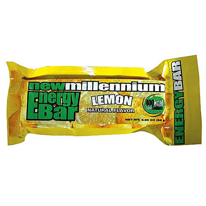 Lemon flavor New Millennium Energy Bar in yellow package