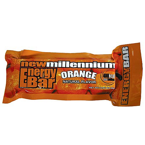 Orange flavor New Millennium Energy Bar in orange package