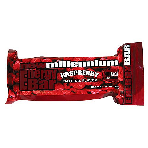 Raspberry flavor New Millennium Energy Bar in red package
