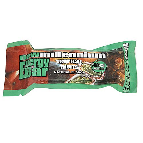 Tropical Fruit flavor New Millennium Energy Bar in green package