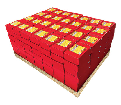 pallet of 3 day kids emergency survival kits in red box