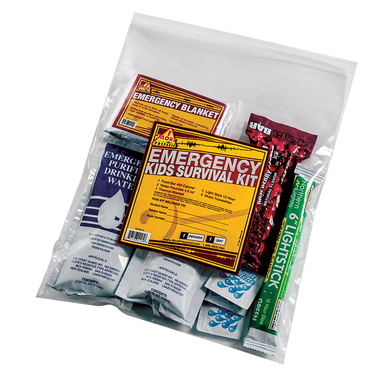 1 day kids emergency survival kit in bag packed