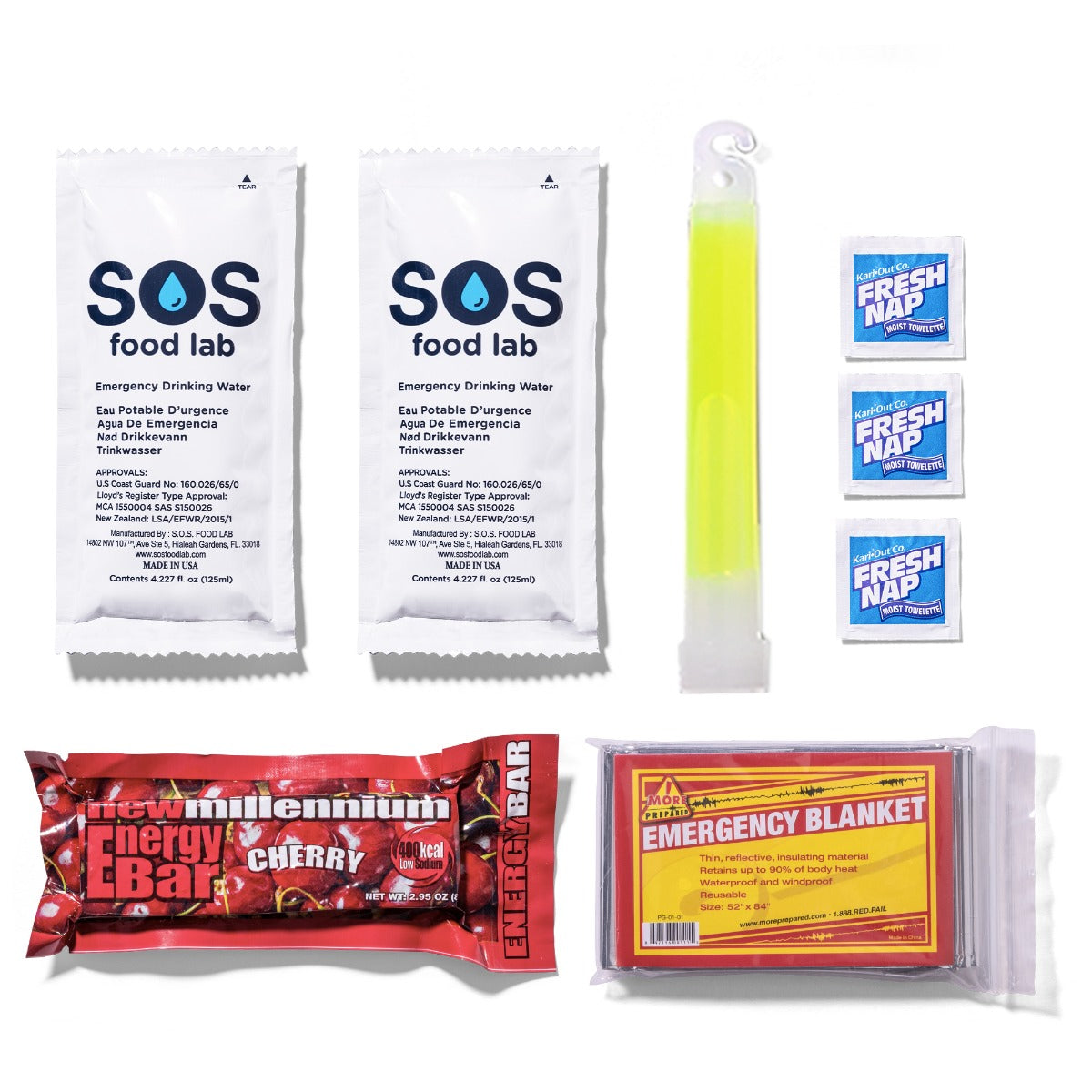 1 Day Kids Survival Kit in Bag - Shortened Shelf Life