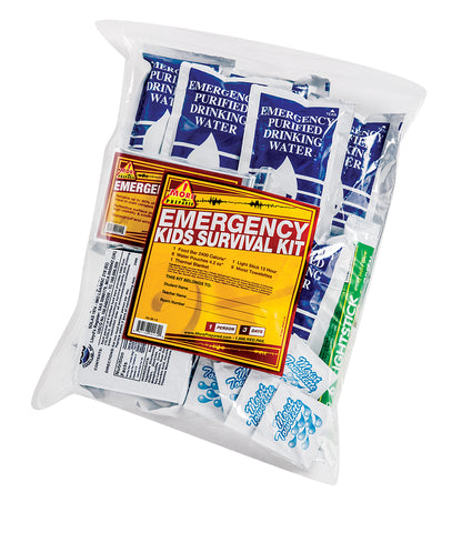 3 day kids emergency survival kit in bag packed