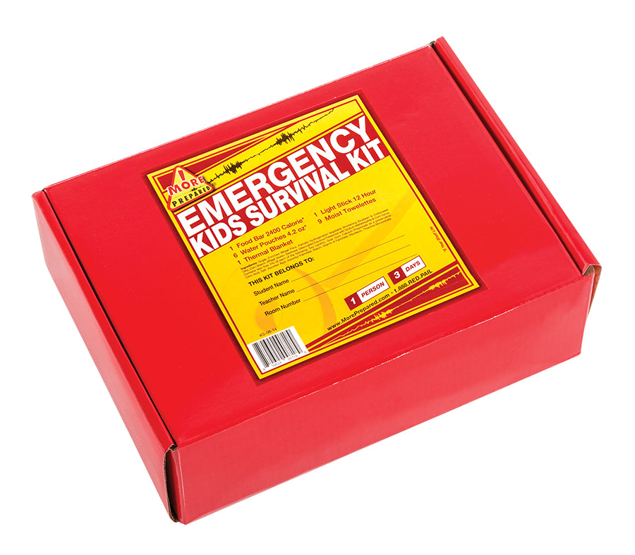 3 day kids emergency survival kit in box packed