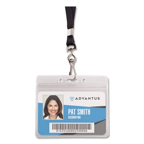 Horizontal ID Badge Holder with Lanyard