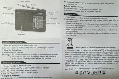 AM/FM Portable Radio with Batteries