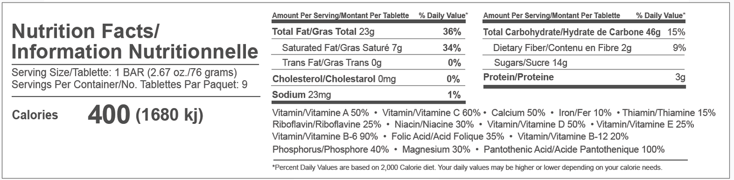 Mainstay 3600 Calorie Emergency Food Bars - Case of 10
