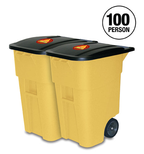 100 Person office survival kit in 2 rolling yellow bins for GSA