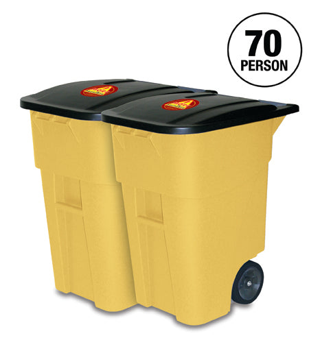 70 Person office survival kit in 2 rolling yellow bins for GSA