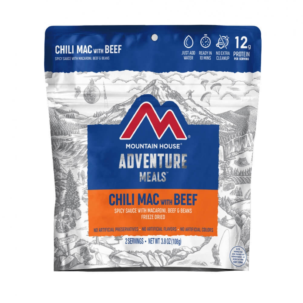 Mountain House chili mac with beef pouch front