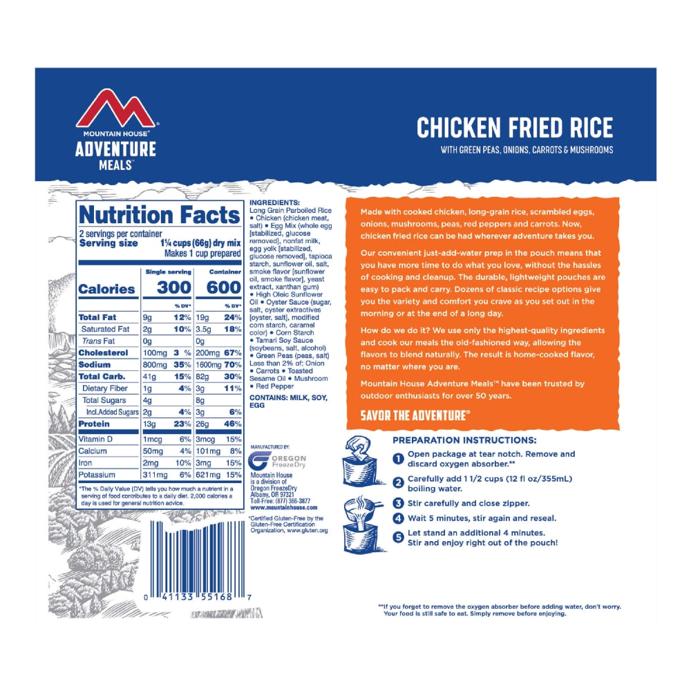 Mountain House chicken fried rice nutrition facts