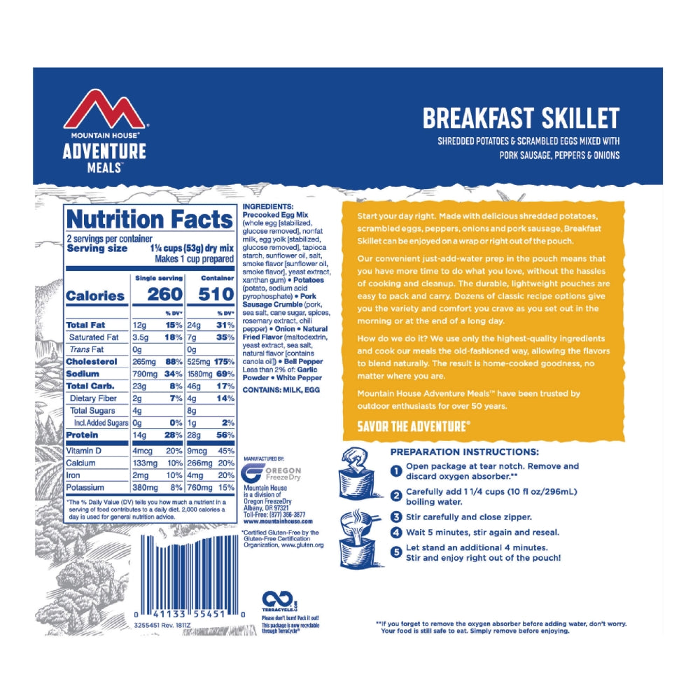 Mountain House breakfast skillet nutrition facts