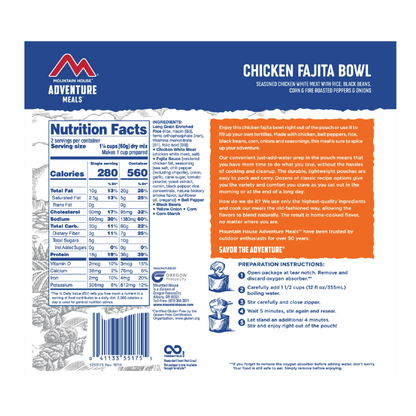 Mountain House Chicken Fajita Bowl (Gluten-Free) - Pouch