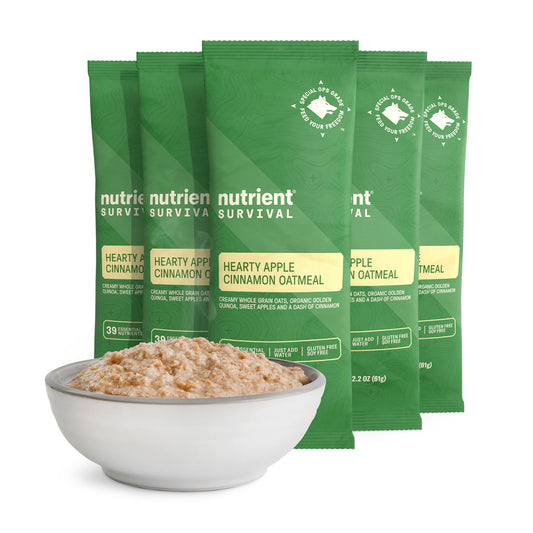 Nutrient Survival Hearty Apple Cinnamon Oatmeal Singles - Pack of 5