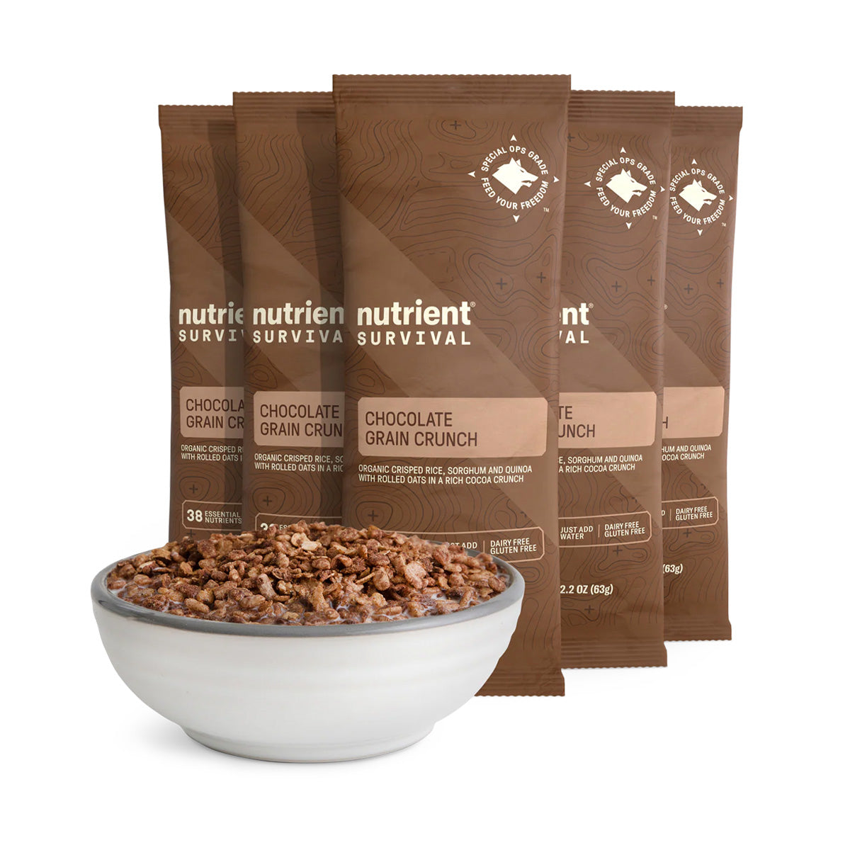 Nutrient Survival Chocolate Grain Crunch Singles - Pack of 5