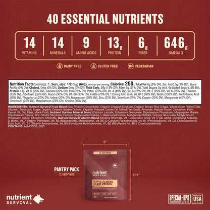Nutrient Survival Maple Almond Grain Crunch - Pantry Pack