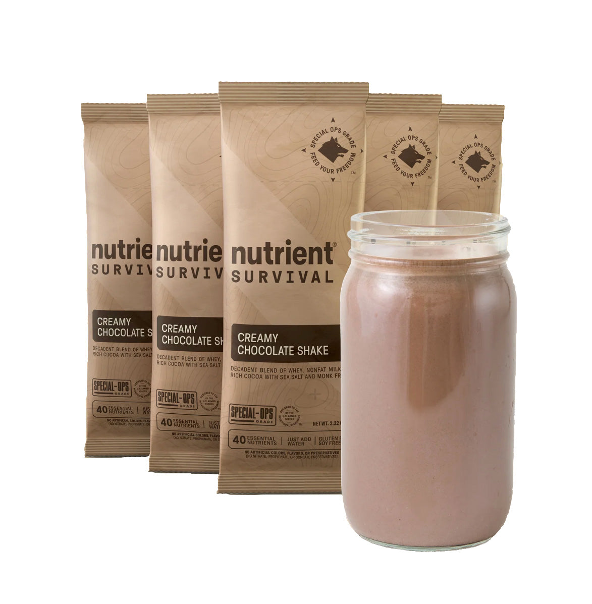 Nutrient Survival Creamy Chocolate Shake Singles - Pack of 5