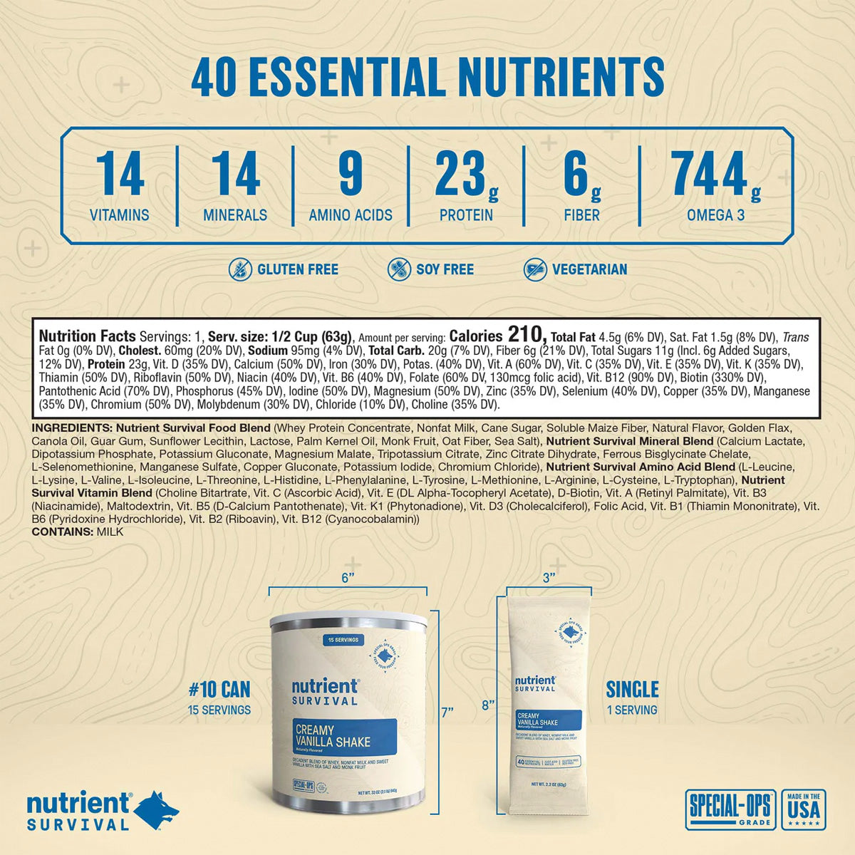 Nutrient Survival Creamy Vanilla Shake Singles - Pack of 5