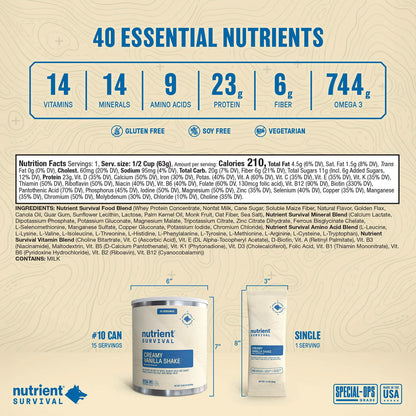 Nutrient Survival Creamy Vanilla Shake Singles - Pack of 5