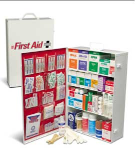 ANSI Class A 4 Shelf First Aid Cabinet with contents