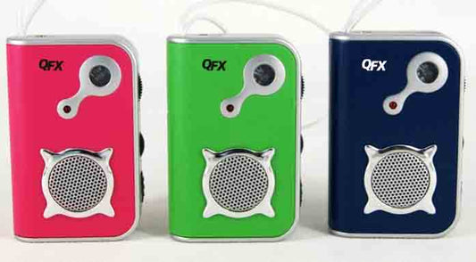 QFX R-23 am/fm radio in various colors