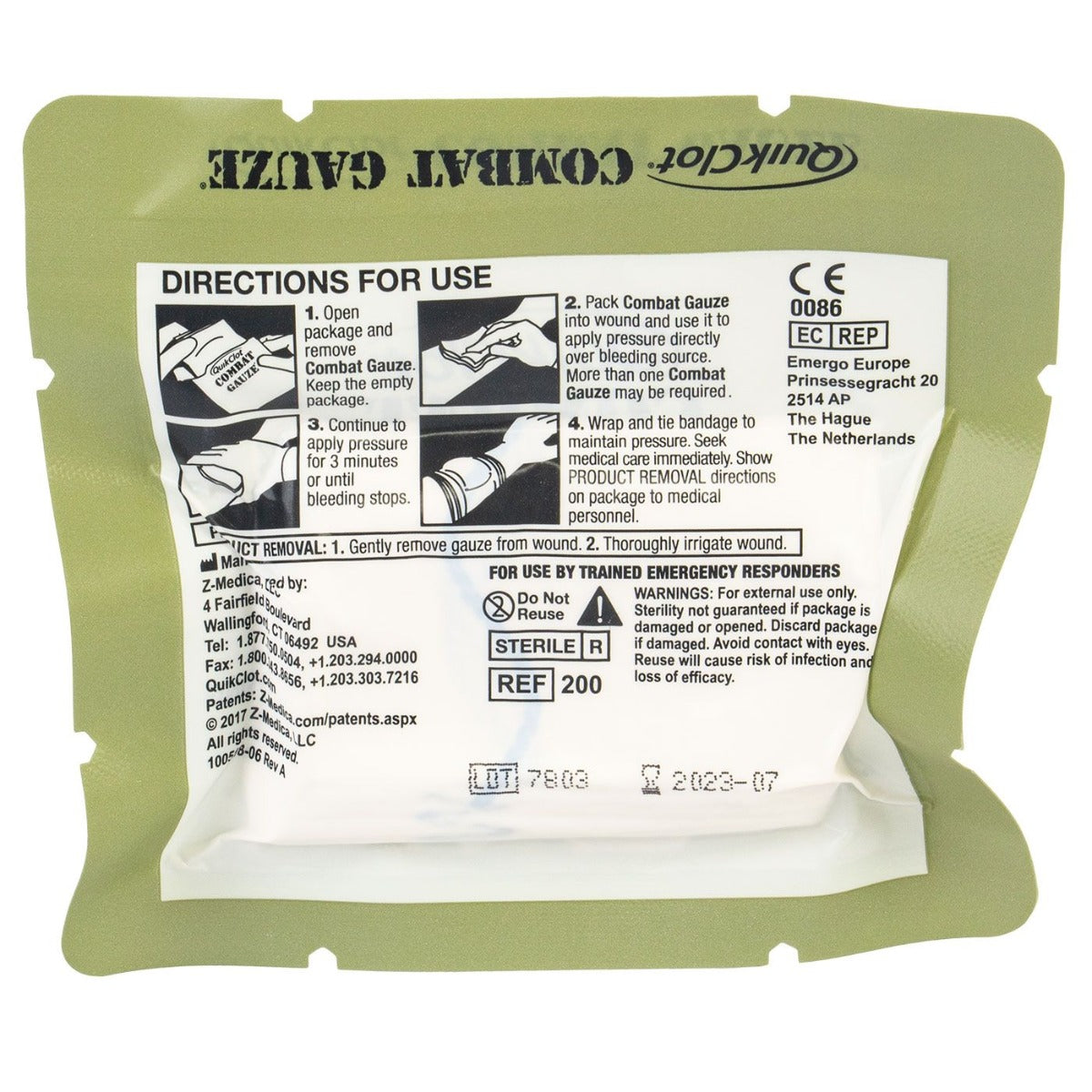 QuikClot Combat Gauze directions