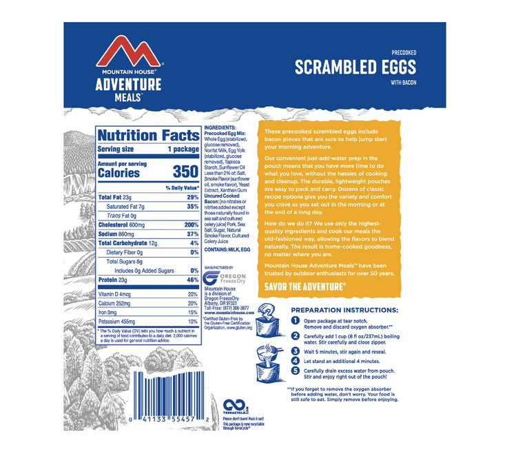 Mountain House Scrambled Eggs with Bacon (Gluten-Free) - Pouch