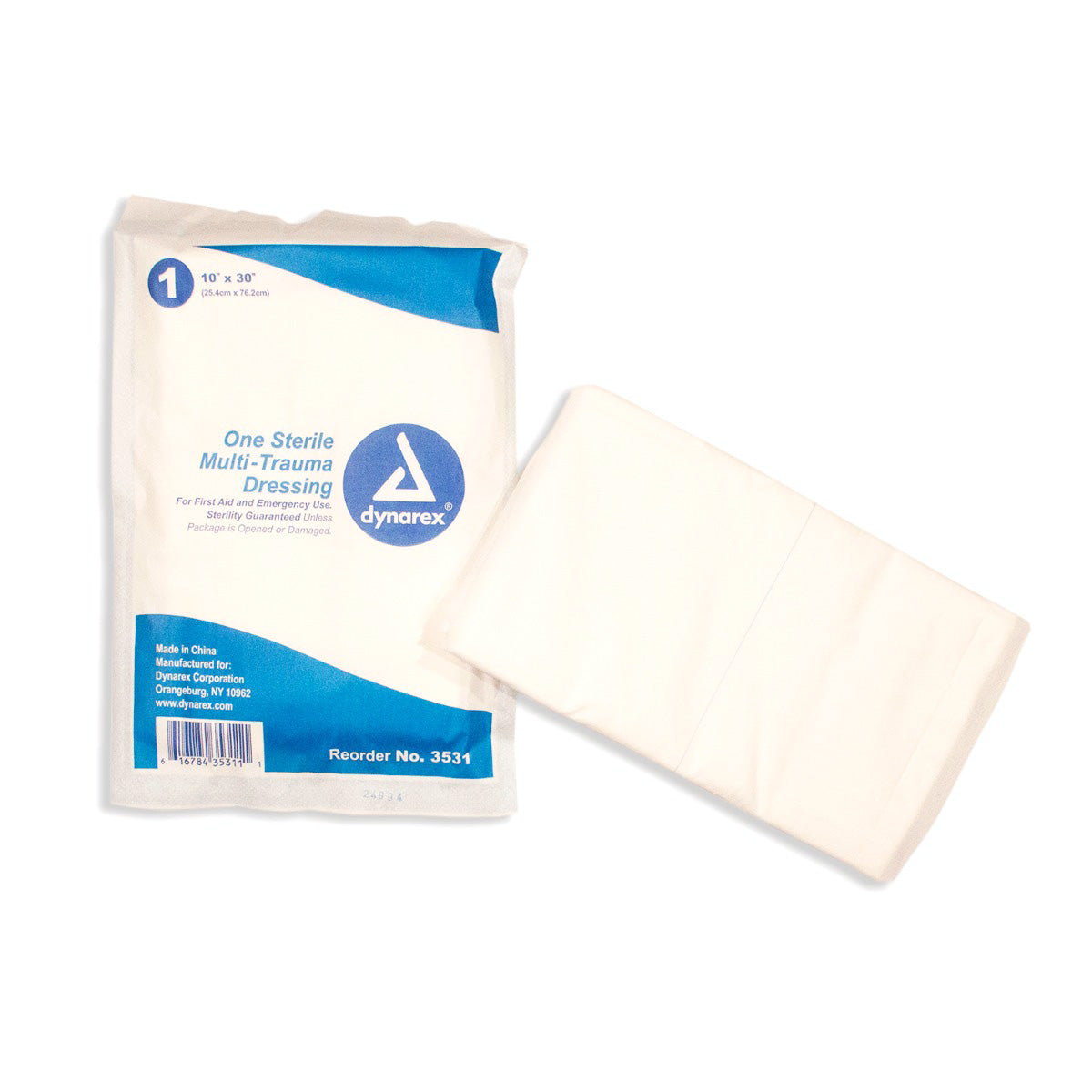 Pack of Dynarex 3531 10" x 30" multi trauma dressing