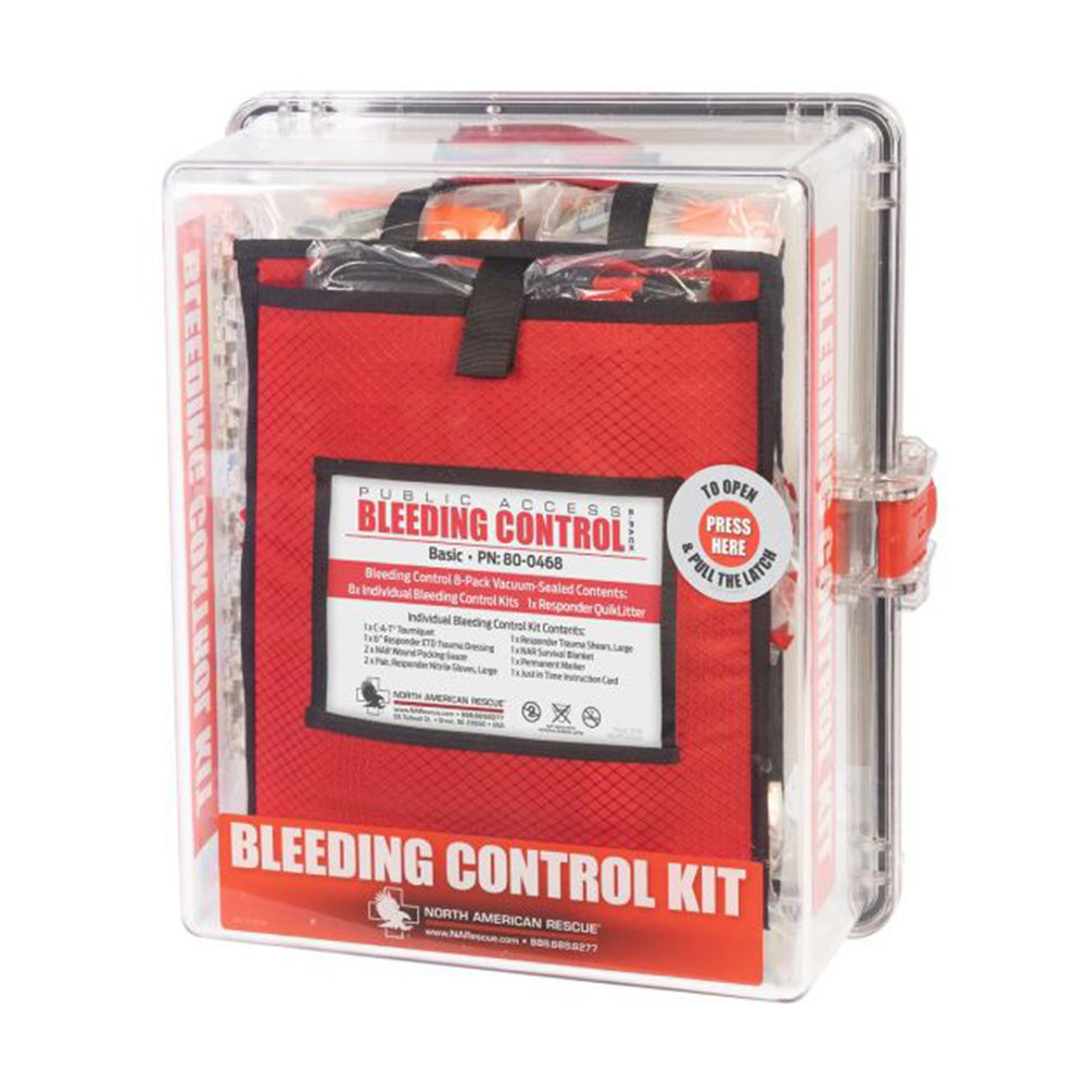 NAR Basic Public Access Bleeding Control Stations - 8 Pack in Clear Station - Vacuum Sealed