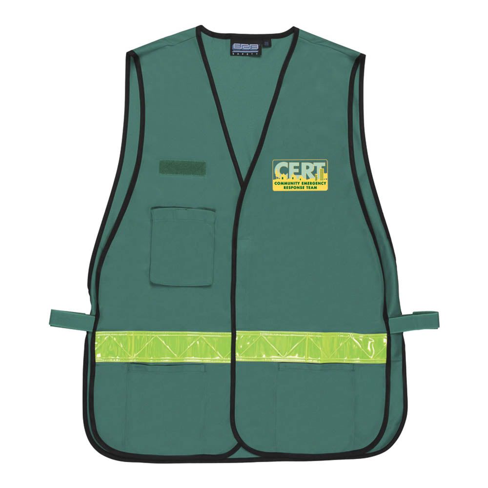 Light Green CERT Vest with Horizontal Yellow Reflective Stripe