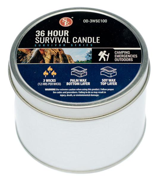 survival candle in can closed top