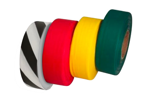 triage flagging tape set of 4 rolls: red, yellow, green, black and white stripe